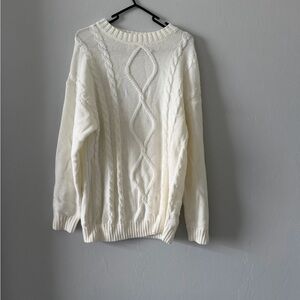 Cream Cable Knit Women's Sweater - Classic Crewneck